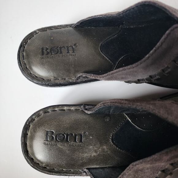 Born Ellendale Mules Womens Size 8-9 Gray Leather Sandals/Clog Slip On Shoes - Picture 6 of 9